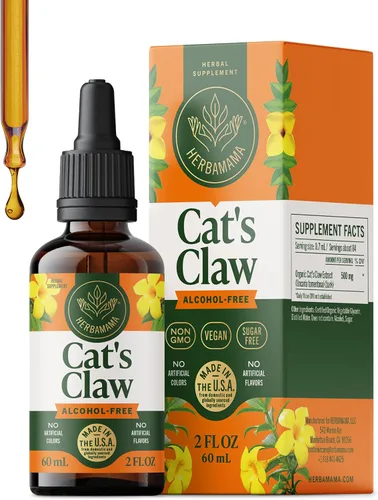 HERBAMAMA Tintura de garra de gato – Suplemento vegano de extracto de uña de gato para apoyo inmunológico – Gotas Uncaria Tomentosa sin OMG, sin