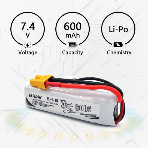 Miniatura 3 de Paquete de 4 baterías LiPo de 7.4V 600mAh 45C 2S con enchufe XT30 y cargador 2 en 1 para WLtoys XK K130 Seis canales 3D Stunt RC Helicópteros Drones