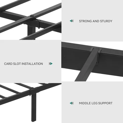 Miniatura 5 de YITAHOME Base de cama tamaño Queen con cabecero, plataforma resistente con listones de metal fuertes, no necesita somier, fácil montaje, mate y negro