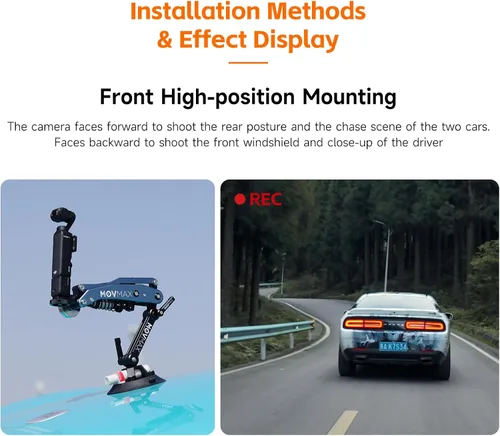 Miniatura 6 de Movmax Brazo de cuchilla para DJI Pocket 3, insta360/Gopro Hero, soporte de cámara con ventosa con tornillo de 1/4, DJI Osmo Pocket 3 Accesorios