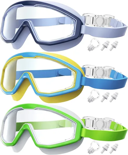 Miniatura 15 de Gafas de natación para niños, gafas de natación para niños, 3 unidades de gafas de natación de agua para niños y niñas, antivaho UV400