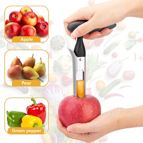 Miniatura 5 de Descorazonador de manzana, herramienta descorazonadora de manzana de acero inoxidable premium, mango ergonómico resistente, fácil de usar y limpiar
