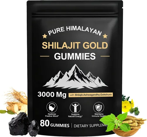 Shilajit - Gomitas para hombres y mujeres, suplemento de micronutrientes de minerales fúlvicos para energía y bienestar, sin azúcar añadido, sin