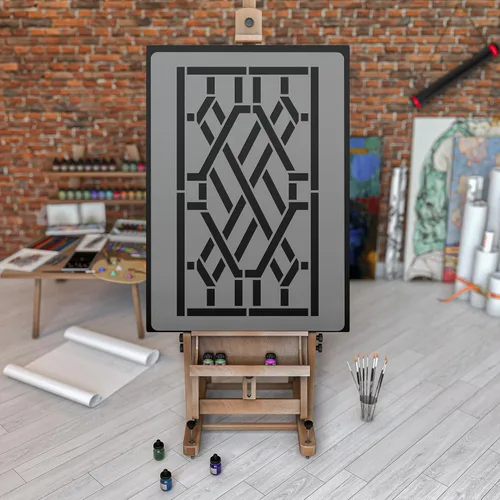 Miniatura 4 de NAKLEO - Plantilla de pared de plástico reutilizable - 23 x 37 pulgadas - Adorno de barandilla china - Papel tapiz grande para pintura de arte DIY