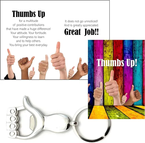 Miniatura 7 de Smiling Wisdom 10 regalos a granel de pulgar hacia arriba Tarjetas de felicitación de agradecimiento del equipo de empleados y llavero