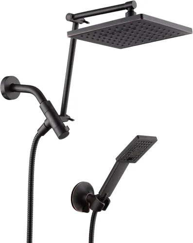 Miniatura 13 de BRIGHT SHOWERS Cabezal de ducha de lluvia con rociador de mano, combo de cabezal de ducha de lluvia de 8 pulgadas con manguera de 60", juego