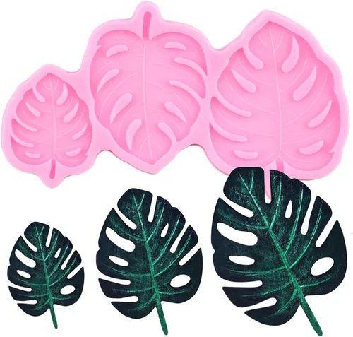 Miniatura 5 de ZiXiang Molde de silicona de hojas tropicales de flamenco, helecho, hojas de Monstera, moldes de fondant para decoración de cupcakes, decoración
