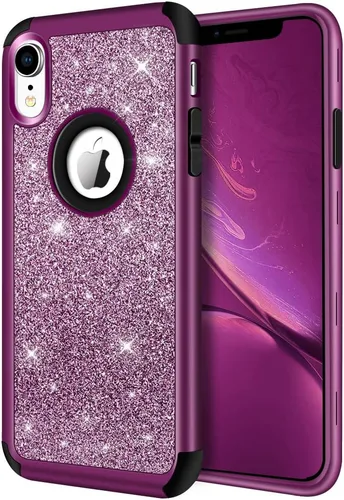 Miniatura 18 de Hython Compatible con Funda para iPhone XR, Protector Defensor de Cuerpo Completo de Servicio Pesado con Purpurina Brillante Reluciente, Carcasa