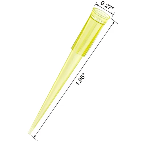 Miniatura 2 de OIIKI Puntas de pipeta de 200 ul, 1000 puntas universales de pipeta líquida, amarillo transparente, sin ADNasa/RNasa, pipetas de transferencia