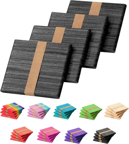 Mr. Pen - Palitos negros de paletas de 4.5 pulgadas, paquete de 200 palitos de manualidades vibrantes y suaves, madera gruesa y duradera para