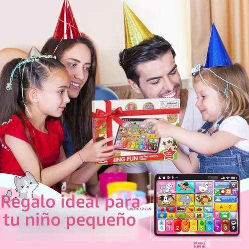 Miniatura 7 de Tableta de juguete educativo trilingüe con música y sonido, juguetes Montessori de terapia del habla para niña y niño de 1 año, juguete musical