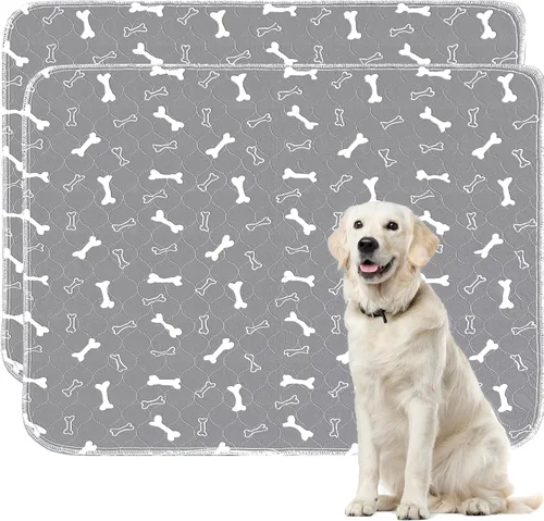 Miniatura 9 de Almohadillas lavables para orina para perros, paquete de 2 almohadillas reutilizables de 41"x41", almohadillas impermeables para entrenamiento