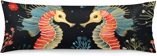 Miniatura 12 de Funda de almohada con monograma rústico de color azul suave con inicial N Body de 20 x 54 pulgadas, funda de almohada floral personalizada