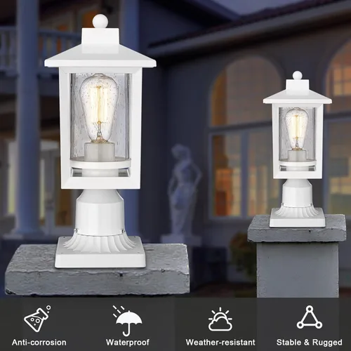 Miniatura 4 de Luces de poste exterior de Rosient, farol de poste exterior, lámpara de poste al aire libre, accesorio de iluminación de poste de camino con vidrio