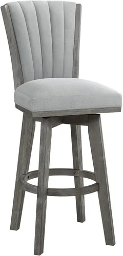 Miniatura 3 de Juego de 2 sillas de comedor giratorias de altura de mostrador con estructura de madera maciza tapizada de tela copetuda para juegos de mesa