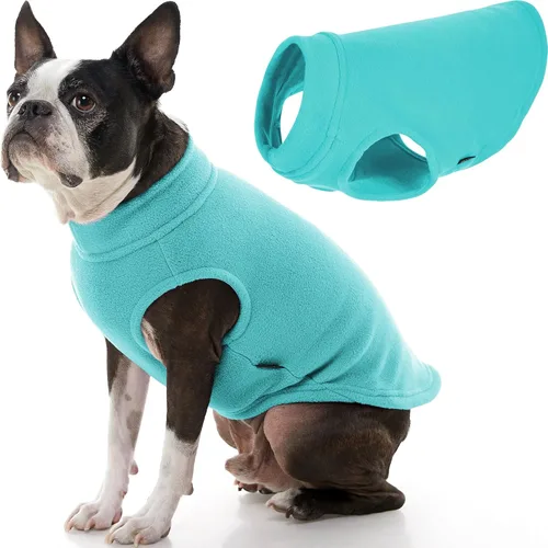 Miniatura 31 de Gooby - Chaleco de Vellón Elástico, Chaleco de Vellón Tipo Pullover Chaqueta Suéter para Perros, Azul Argyle, Extra Pequeño