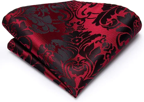Miniatura 319 de Hi-Tie Corbatas de seda para hombre, diseño de cachemira a rayas, con bolsillo, gemelos cuadrados, conjunto formal de negocios