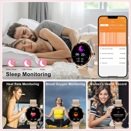 Miniatura 4 de Relojes inteligentes para mujer, responder/hacer llamadas, reloj inteligente AMOLED de 1.19 pulgadas con Bluetooth para teléfonos Android iOS