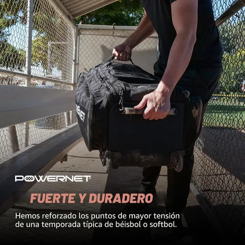 Miniatura 6 de PowerNet Optimus - Bolsa de receptor, bolsa de equipo rodante para todos los equipos de béisbol y sóftbol, 7 fundas internas para bate