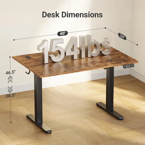 Miniatura 149 de Claiks Escritorio eléctrico de pie, escritorio de pie de altura ajustable, 63 x 24 pulgadas, escritorio de oficina en casa con tablero de empalme