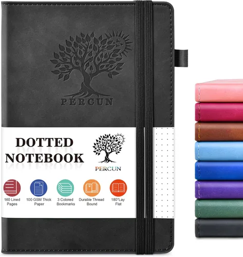 Miniatura 30 de PERCUN Cuaderno rayado para hombres y mujeres, 160 páginas con rayas universitarias para escribir, cuadernos A5 de cuero de tapa dura para el Marrón