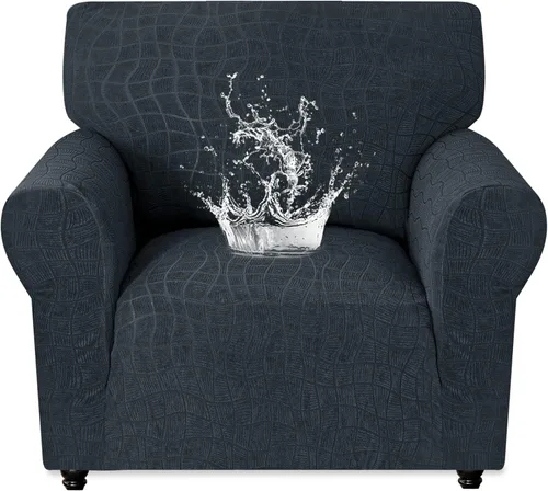 Miniatura 28 de MAXIJIN Funda impermeable para sillón de sala de estar, 1 pieza elástica con brazos, protector de muebles lavable para perros y mascotas (S, café)