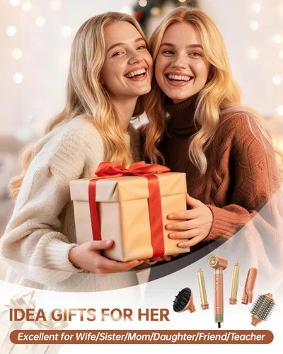 Miniatura 7 de Estilizador de aire caliente de 6 en 1 de webeauty [Doble voltaje], secador de pelo iónico negativo de alta velocidad con rizadores automáticos