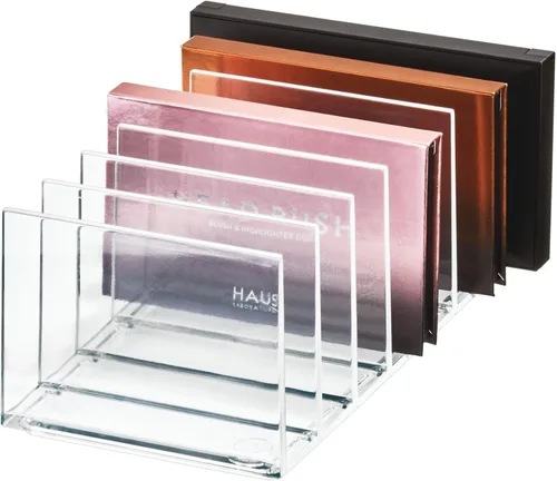 iDesign La colección Sarah Tanno Organizador de cosméticos y maquillaje de plástico, 7 compartimentos, transparente, 8 pulgadas × 4 pulgadas × 3
