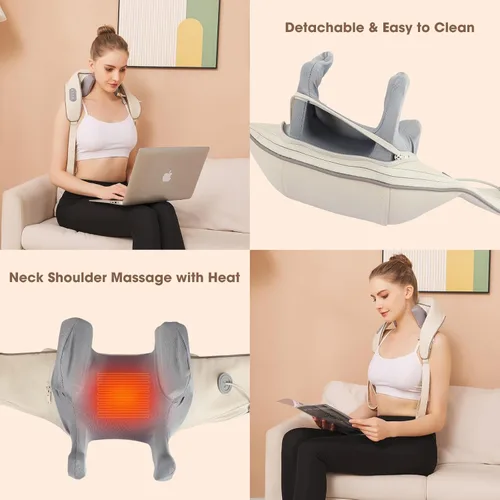 Miniatura 6 de Neck Shoulder Massager with Heat, Cordless Shiatsu Deep Tissue Kneading Massage Pillow for Pain Relief, for Neck, Back, and Leg, Gifts for Men Women