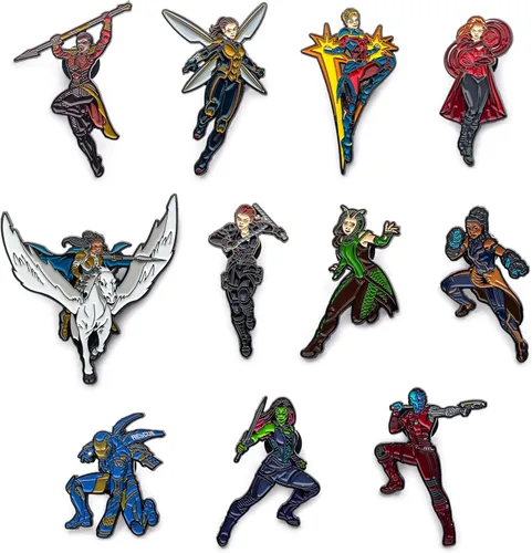 Miniatura 4 de Marvel Studios The Infinity Saga Endgame Heroes - Juego de 11 pines de solapa a base de metal y esmalte con caja de ventana con licencia