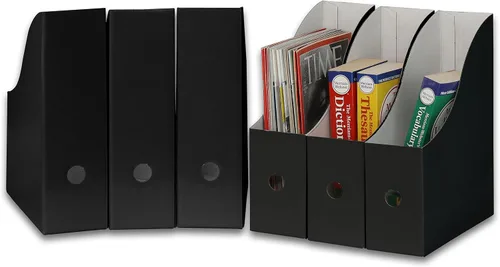 Simple Houseware Paquete de 6 cajas para archivadores de revistas, organizador de cartón plegable, color negro