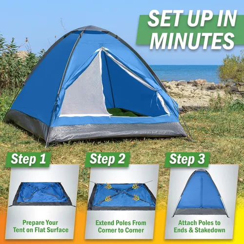 Miniatura 8 de 2 Person Camping Tent with Rain Fly and Carrying Bag - Lightweight Outdoor Pop Up Tents for Camping Essentials, Music Festivals, Backpacking
