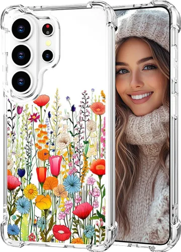 Miniatura 44 de Hungo Funda compatible con Samsung Galaxy S23 con diseño floral y bonito diseño transparente, femenino para mujeres y niñas, con hermoso clavel