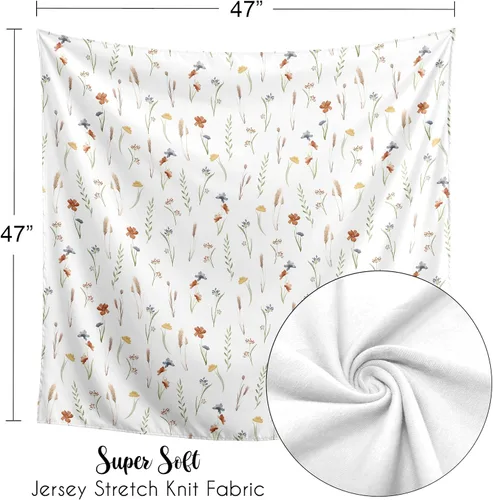 Miniatura 5 de Sweet Jojo Designs Manta para envolver al bebé con diseño floral bohemio de jardín y flores para bebé recién nacido, tejido ligero elástico