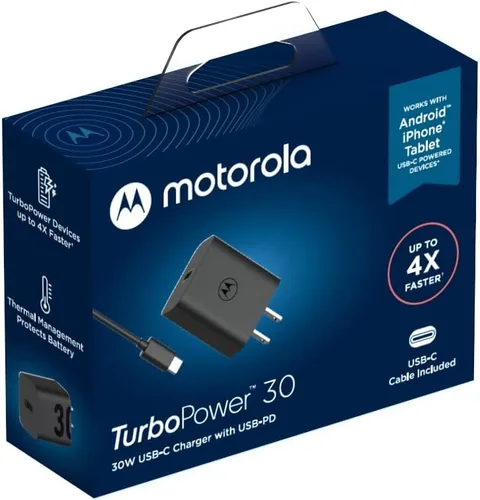 Miniatura 9 de Motorola TurboPower 30 Cargador con cable USB-C a USB-C de 1m para Moto G 2025, Moto G Power 2025, Power 5G 2024, G Stylus 5G 2024, Motorola Razr+