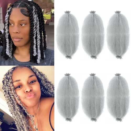 Miniatura 68 de Cabello afro trenzado elástico color marrón claro de 16 pulgadas, paquete de 3 T27, cabello afro preesponjado y trenzado elástico, cabello afro