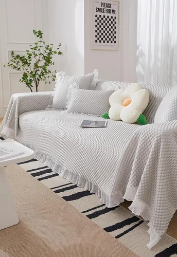 Funda de sofá toalla Cojín Sofá FurnitureProtector protegerá su sofá de manchas, desgaste Es funcional y duradero para la vida diaria para cama, Gris
