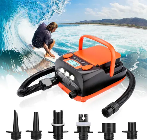 Miniatura 2 de AGPTEK Bomba de aire eléctrica digital 16PSI 12V recargable SUP compresor de bomba de aire eléctrica, inflador/desinflador de aire rápido, bomba