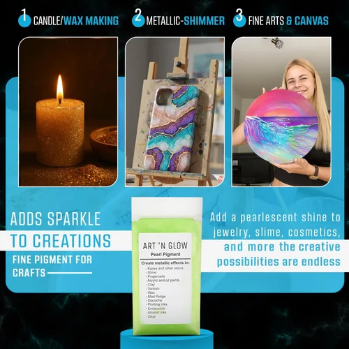 Miniatura 2 de Art 'N Glow Pigmento en polvo de perla de mica, 0.88 onzas, pigmento de perla fina para resina epoxi, gran opción para creativos, pinturas
