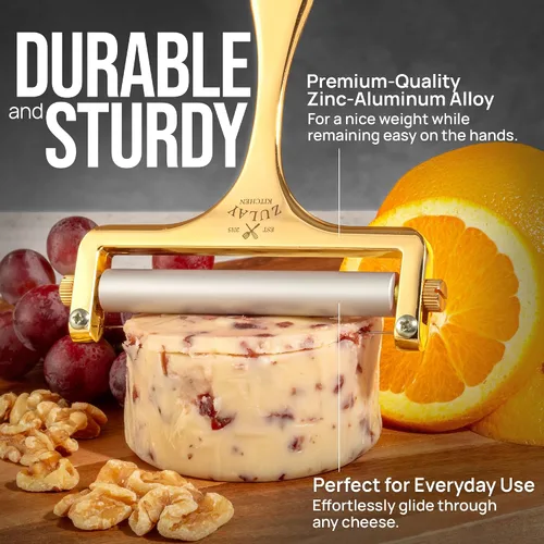 Miniatura 8 de Zulay Kitchen Cortador de queso con grosor ajustable, cortador de bloque resistente con 2 alambres adicionales, ideal para mozzarella, cheddar