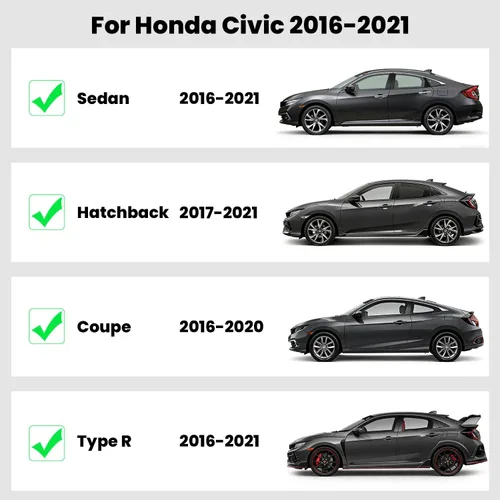 Miniatura 2 de LASFIT Alfombrillas para Honda Civic Sedan 2016-2021 y Hatchback 2017-2021 y Coupe 2016-2020, Alfombrillas de TPE de Ajuste Personalizado para Todo