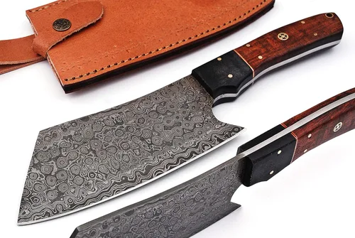 Miniatura 8 de Tbp Cuchillo de caza de damasco forjado para pesca, desollar al aire libre, campamento Edc hecho a mano, cuchillo Bowie de supervivencia de acero