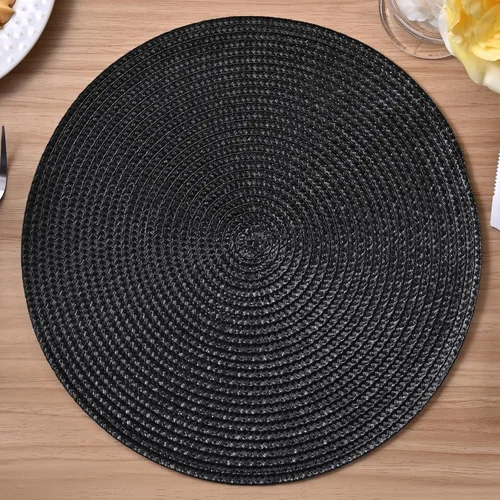 Miniatura 62 de Feuille Juego de 4 manteles individuales redondos trenzados para mesa de comedor, tejidos, lavables, antideslizantes, 13.5 pulgadas