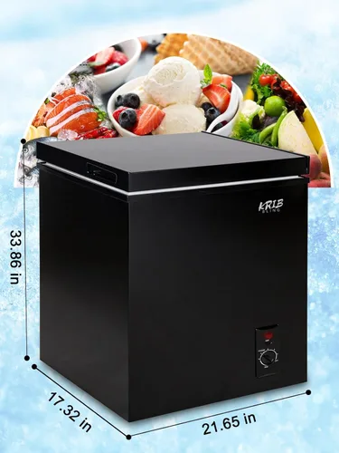 Miniatura 4 de Chest Freezer 7.0 cu.ft Mini Adjustable 7 Thermostat Compact Deep Freezer Top Door Low Noise with Removable Basket Black Negro