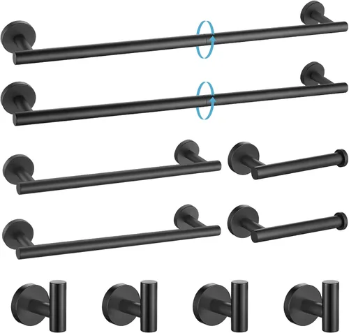 Miniatura 15 de TURS Juego de accesorios de baño de acero cepillado de 5 piezas, juego de barra de toalla de baño de acero inoxidable SUS304, kit de accesorios