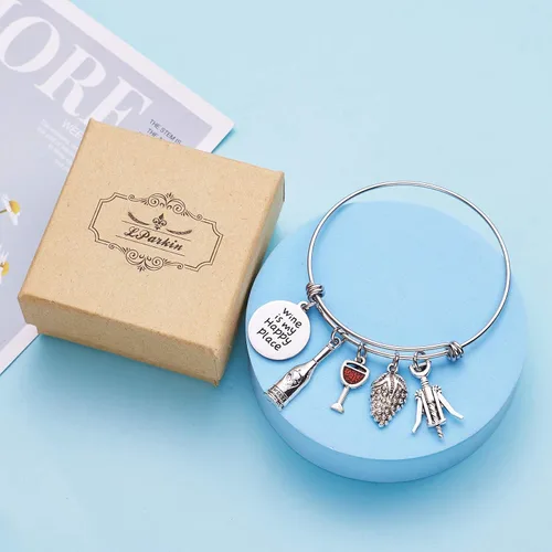 Miniatura 6 de Vino es My Happy Place vino Whisperer regalo los amantes del vino vino de regalo los amantes del vino de regalo de joyería pulsera de regalo