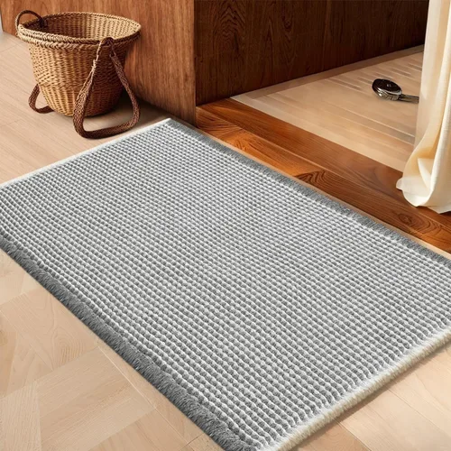 Miniatura 24 de IM HOME Tapete de baño de punto gofre, color caqui, de 24 x 17 pulgadas, tejido bohemio, moderno, absorbente, antideslizante, suave, lavable