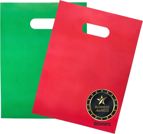 Choice Marts 200 bolsas de mercancía rojas y verdes de 1.5 mil de espesor, 100 rojas y 100 verdes de 9" x 12", brillantes, adecuadas para venta al