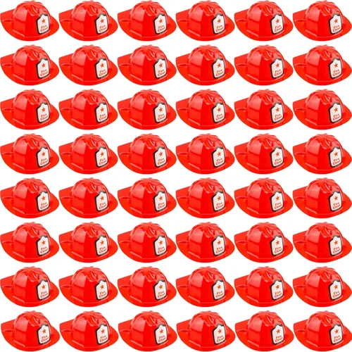 48/54/ 90 Pcs Pack Firefighter Hats Bulk Red Fire Chief Helmets Plastic Fireman Hat for Halloween Firefighter Party