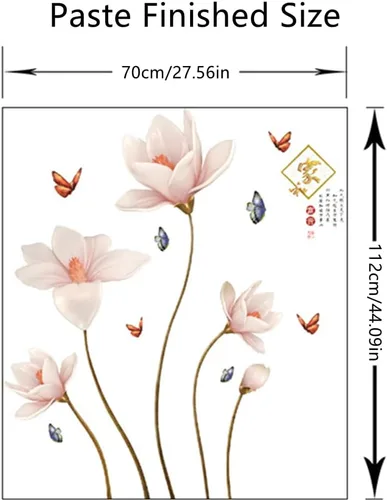 Miniatura 3 de Decoración para el hogar con flores rosadas, diseño chino, diseño de flores en relieve, pegue y pegue para el hogar y la riqueza, adhesivo de PVC